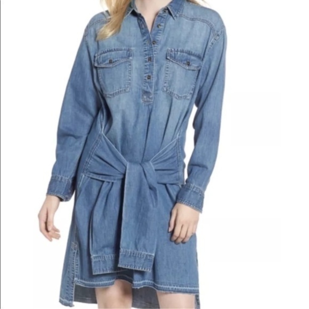 Current/Elliott The Twist Denim Button Shirt Dress Blue Size 1